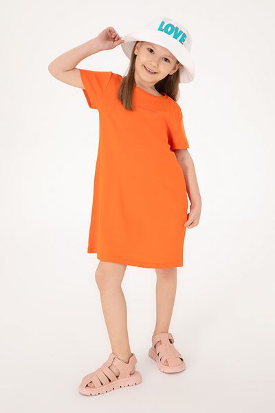 U.S. Polo Assn. Girls' Pomegranate Flower Crew Neck Short Sleeve Interlock Basic Knitted Dress 50306277-Vr039
