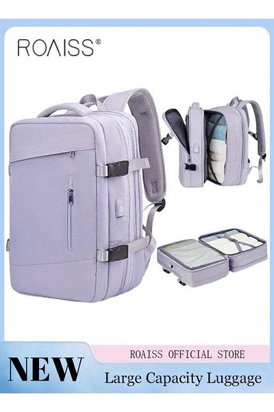 ROAISS Carry-On Luggage Backpack Unisex Backpack with External Charging Interface, Wet and Dry Separation,