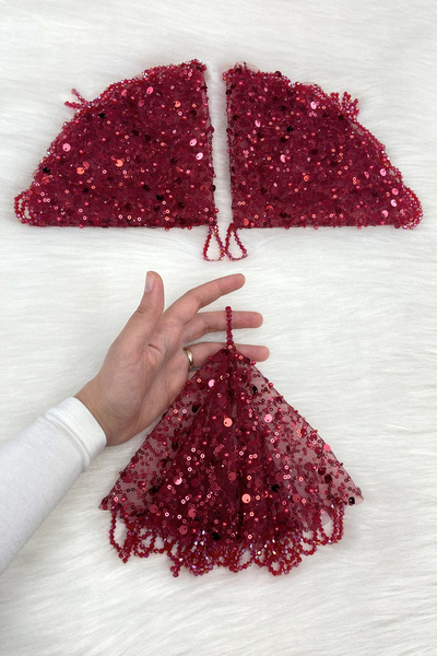 ZEYMERADE بورجوندي العروس العريس منديل الترتر الترتر اللؤلؤ والكريستال حجر مف...