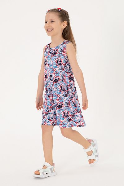 U.S. Polo Assn. Girl's Navy Blue Sleeveless Butterfly Patterned Knitted Dress 50306263-Vr033