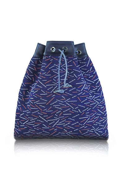 D'ylla Atelier Rucsac de damă din material textil din seria Toth cu detaliu din piele artificială 38x37 cm - Rhea Toth albastru bleumarin