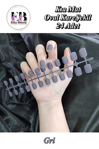 Easy Beauty 24 Adet Renkli Mat Kısa Takma Tırnak Oval-kare 1051
