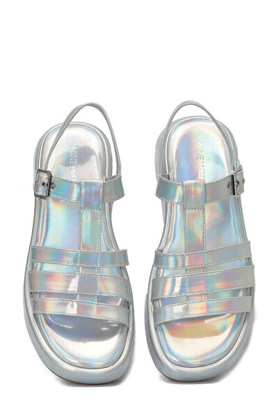 Nine West Welna3 4Fx Silver Women's Thick Sole Sandals