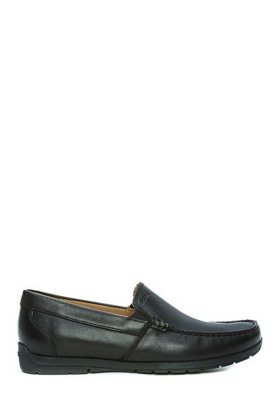 Geox Men's Black Siron W Genuine Leather Penny Loafer Shoes Casual Daily Shoes U34R1C00043C9999