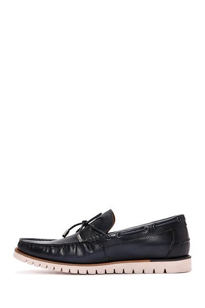 Derimod Fly Men's Navy Blue Genuine Leather Casual Penny Loafer Shoes Casual Daily Shoes 24Sfd6914Dı
