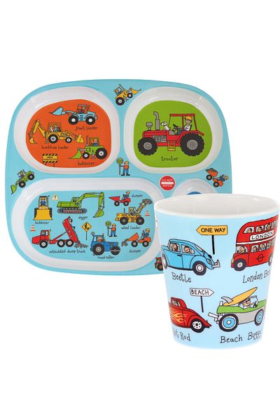 Tyrrell Katz Mini Compartment Plate and Drinking Cup for Baby // Wheels