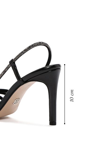 Derimod Women's Black Stone Thin Heeled Shoes Sandals 24Sfe3913Ts