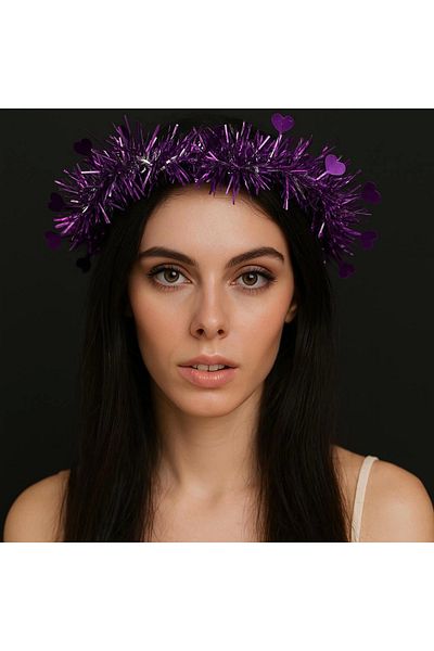 Easy Tedarik Heart Tassel Night Glow 3 Modes Led39 Lighted Crown Purple Color