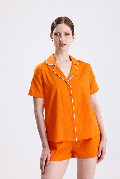 Laperissa Women's Short Sleeve Front Buttoned Tile Pajama Set with Shorts