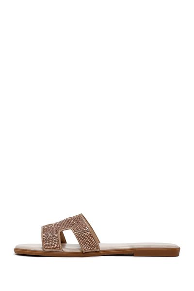 Derimod Beige Women's Slippers - Stone Detailed, Model 24sfe4736ts