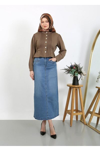 VELLICHOR Pocket Detailed Denim Light Blue-810