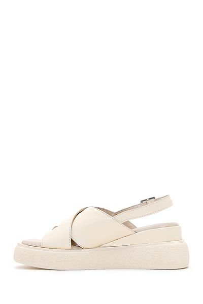 Derimod Beige Leather Sandals - Women's, Ankle Strap, Thick Sole, 24sfd200218