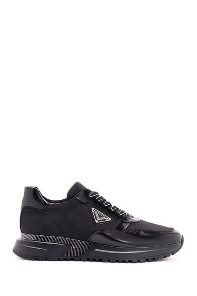 Derimod Men's Black Leather Sneakers - Thick Sole and Laces 24sfd623714
