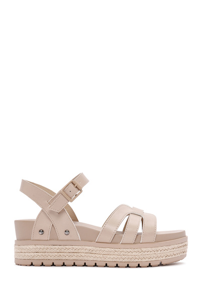 Derimod Μπεζ Γυναικεία Παπούτσια Σανδάλια - Με λουράκι στον αστράγαλο, με χον...