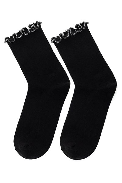 Derimod Black Silver Cotton Women's Socks - 000a2c40036f