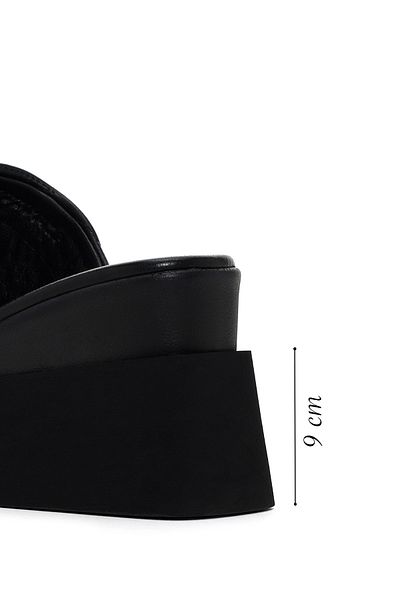 Derimod Papuci de piele pentru femei cu toc negru - 24sfd2014kp