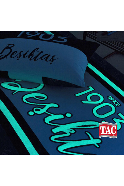 Taç Lisanslı Beşiktaş 1903 Glow Tek Kişilik Pamuk Nevresim Takımı Yorgan Yastık