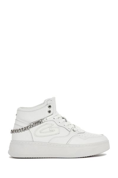 Derimod Alberto Guardiani White Leather High Top Thick Sole Women's Sneaker - G03g100010