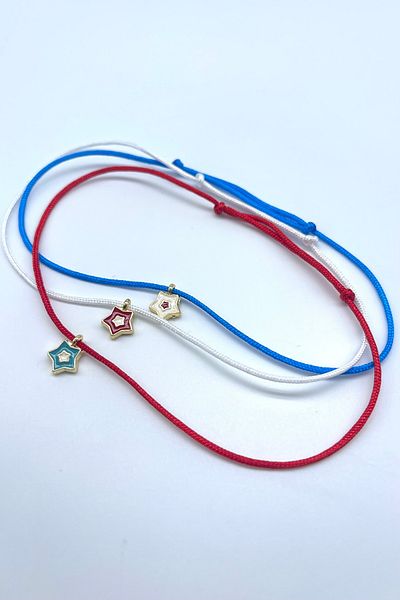 Concept HuBuTU Minimal Star Figured Cheerful Summer Red Blue White Rope Anklet Set (3 Pieces)