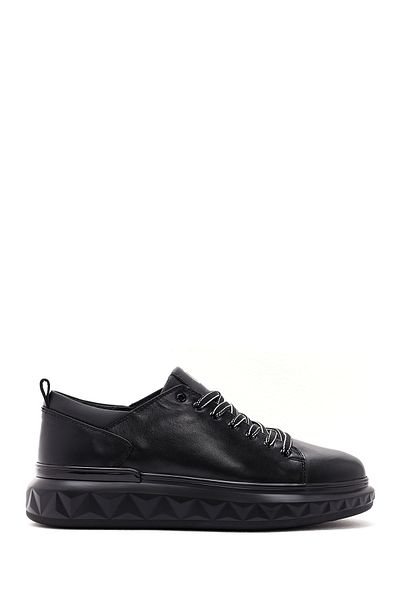 Derimod Black Leather Sneaker - Thick Sole and Laces, Men's 24sfd623218