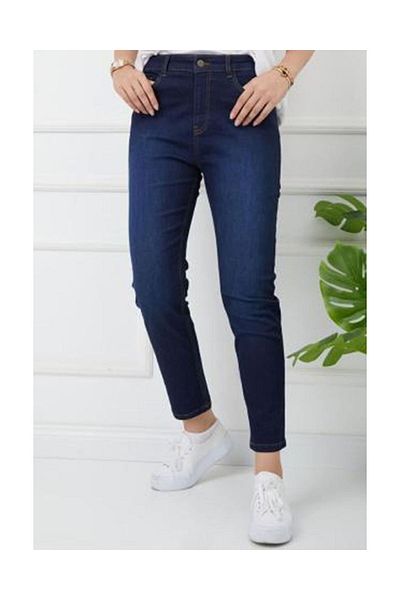 VELLICHOR Pantaloni din denim din material natural Albastru închis-21