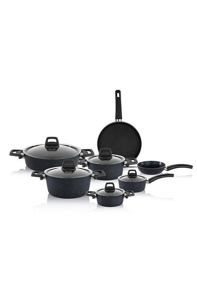 Schafer Dark Storm Cookware Set 12 Pieces-Black