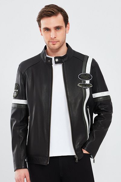 Derimod Racer Men's Sports Slim-fit Leather Jacket - 23wgm6510wf