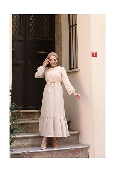 VELLICHOR Φόρεμα Crepe Fabric Shoulder Frill Ecru-761