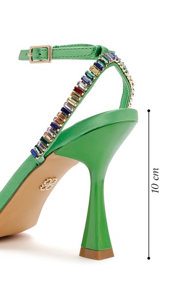 Derimod Pantofi de damă cu toc subțire cu bandă verde pentru gleznă Sandale 24sfd443114