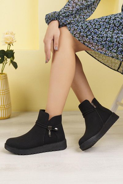 Nesil Shoes Dvm 1001 Black Capi Γυναικείες χειμερινές μπότες με φερμουάρ