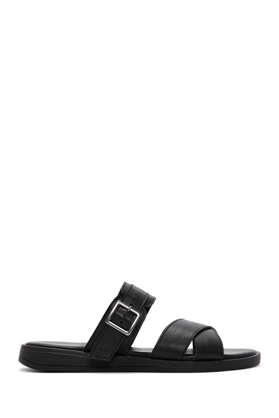 Derimod Black Buckle Women's Leather Slippers - 24sfd151518