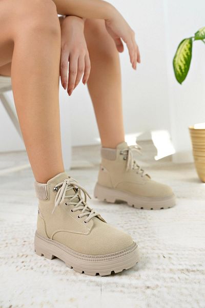 Nesil Shoes Γυναικείες μπότες Mugo 504 Skin Suede Lace Up