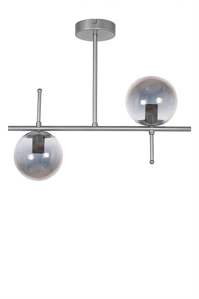 Fer Avize Cello Modern Design Gray Color Smoked Glass Dining Table Top - Living Room 2-Piece Chandelier