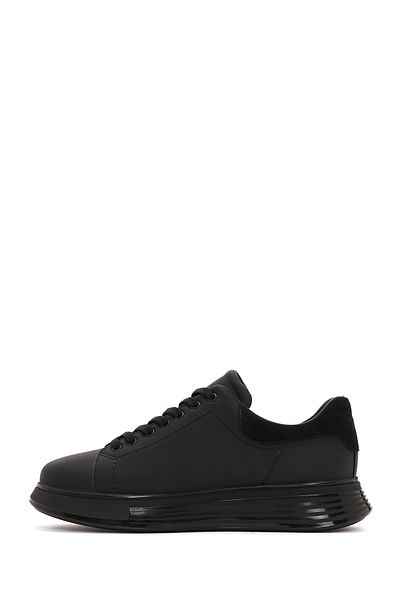 Derimod Men's Black Leather Sneaker - Lace-up and Thick Sole 24sfd641318