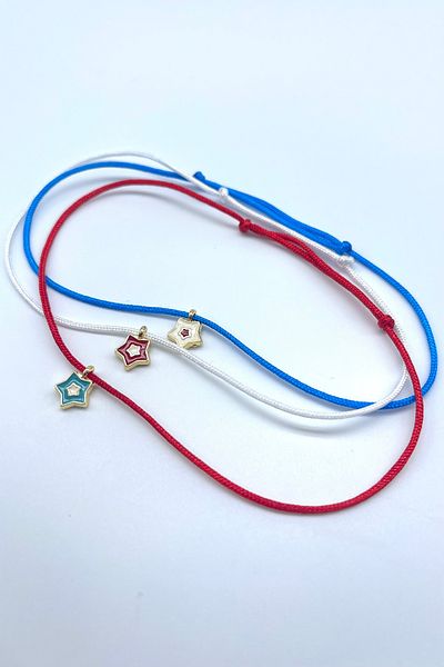 Concept HuBuTU Minimal Star Figured Cheerful Summer Red Blue White Rope Anklet Set (3 Pieces)
