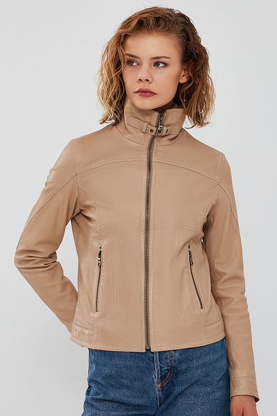 Derimod Beige Short Leather Women's Jacket - Fiesta 23wgm514151