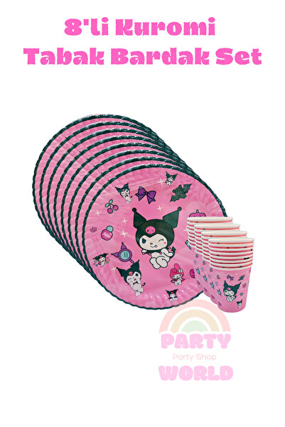 party world Kuromi Temalı Tabak ve Bardak Seti 8 Kişilik Parti Seti