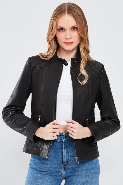 Derimod July Women's - Black Short Leather Jacket 24sgd5164ve