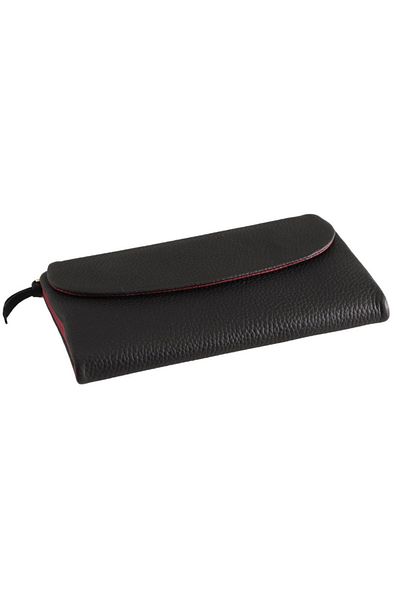 Meskanto Red-Black Genuine Leather Women's Wallet, Long Genuine Leather Wallet with Phone Compartment - Magnet Wallet