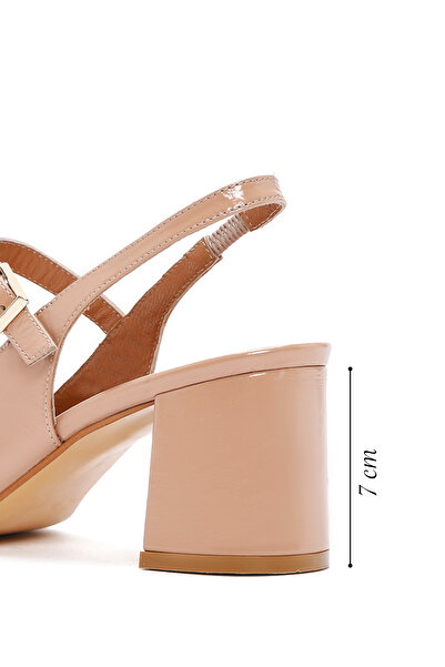 Derimod Beige Patent Leather Stiletto - Open Back Strap, Heeled 24sfd 161016