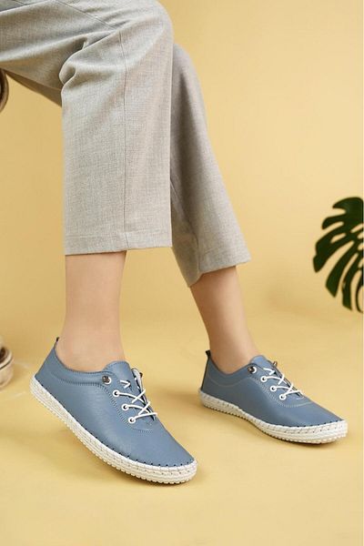 Nesil Shoes Maria 300 Blue Pantofi casual pentru femei din piele naturală moale