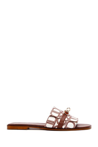 Derimod Brown Leather Women's Slippers - 24sfd12026f