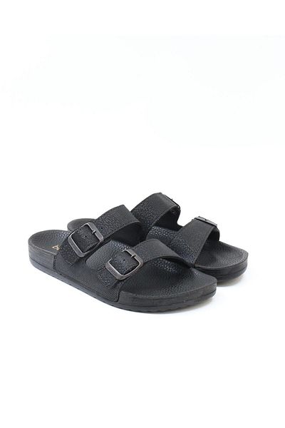 BENTO 43001 Papuci unisex anatomici negri cu cataramă dublă