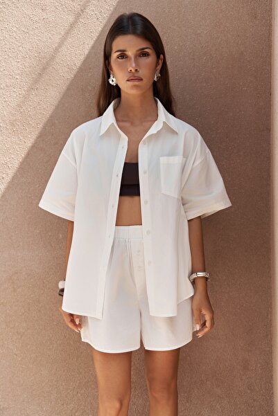 MAI STUDIOS CO. Corfu Ecru Shirt Shorts Set