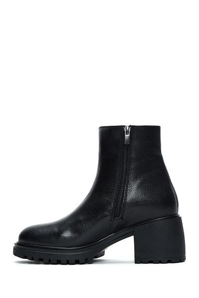 Derimod Black Leather Boots - Zippered and Thick Heels, Women's, 24WFD 183218