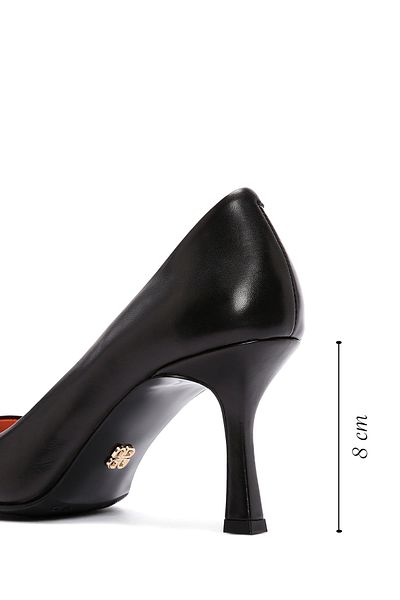 Derimod Flex Women's Black Leather Stiletto - Heels, 24sfd 260318