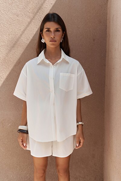 MAI STUDIOS CO. Corfu Ecru Shirt Shorts Set