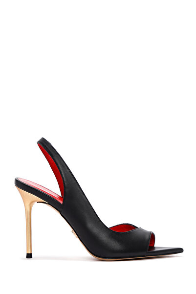 Derimod صندل نسائي جلد أسود بكعب عالٍ - 24sfd 100218