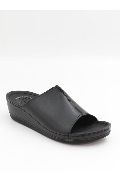 BENTO 15069 Black 36-41 Anatomical Wedge Women's Slippers