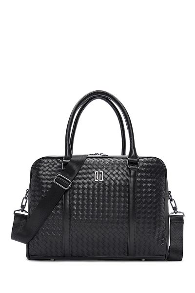Derimod Black Knitted Patterned Men's Briefcase - 23wbd 310929